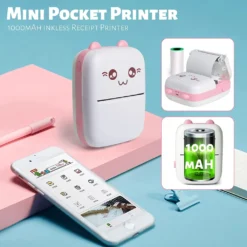 Multi-Mini-Drucker, Geschenke Für Kinder, Tragbarer Mini-Thermodrucker Im Taschenformat, Bluetooth-Smart-Mini-Aufkleberdrucker Mit Android- Oder IOS-App, Kompatibel Mit Inkless Printer(Pink,Set 1) -Elektronikpunkt 00c638a39bbab4b711a36d39af00ab82