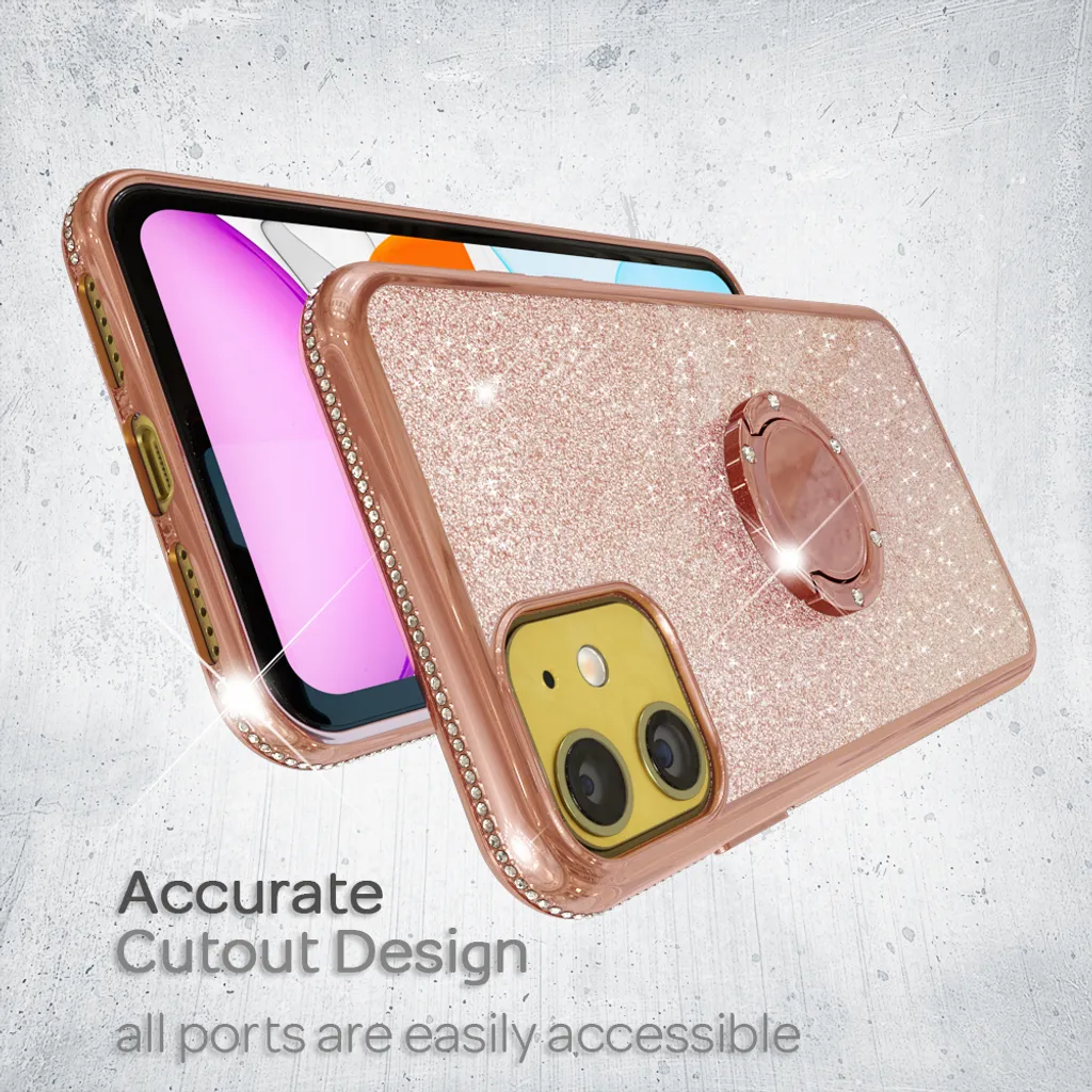 NALIA Ring Handyhülle Kompatibel Mit IPhone 11 Hülle, Glitzer Silikon Schutzhülle Mit 360-Grad Finger-Halter, Stoßfeste Diamant Handy-Tasche Glitter Case Bling Cover Soft Bumper Etui, Farbe:Rose Gold 9 NALIA Ring Handyhülle Kompatibel Mit IPhone 11 Hülle, Glitzer Silikon Schutzhülle Mit 360-Grad Finger-Halter, Stoßfeste Diamant Handy-Tasche Glitter Case Bling Cover Soft Bumper Etui, Farbe:Rose Gold – Bild 7