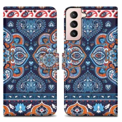 Cadorabo Schutzhülle Für Samsung Galaxy S21 5G Hülle Design Blau Handyhülle Schutzhülle Etui Magnetisch Case Cover