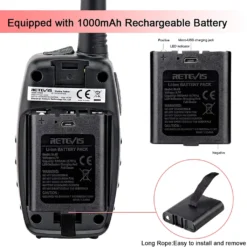 Retevis RT628 Walkie Talkie,Walkie Talkie Kinder Spielzeug Aufladbar Mit Lithium Ion Und USB Ladekabel,Funkgerät Kinder Für Camping Geburtstagsgeschenk (1 Paar,Rot) -Elektronikpunkt 05423e93342c00c398427660d6eb65fd