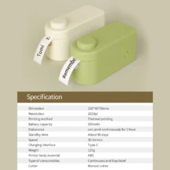 MAKEID Tragbarer Mini-Taschendrucker Thermo-Etikettendruckmaschine Drahtlose BT-Verbindung Mit 1 Rolle Etikettenpapierband Tintenfreier Druck DIY-Aufkleber Kompatibel Mit IOS Android Fuer Home Office Schulreisen -Elektronikpunkt 0871fab1e17d7efaf80ee6ac9f68b040