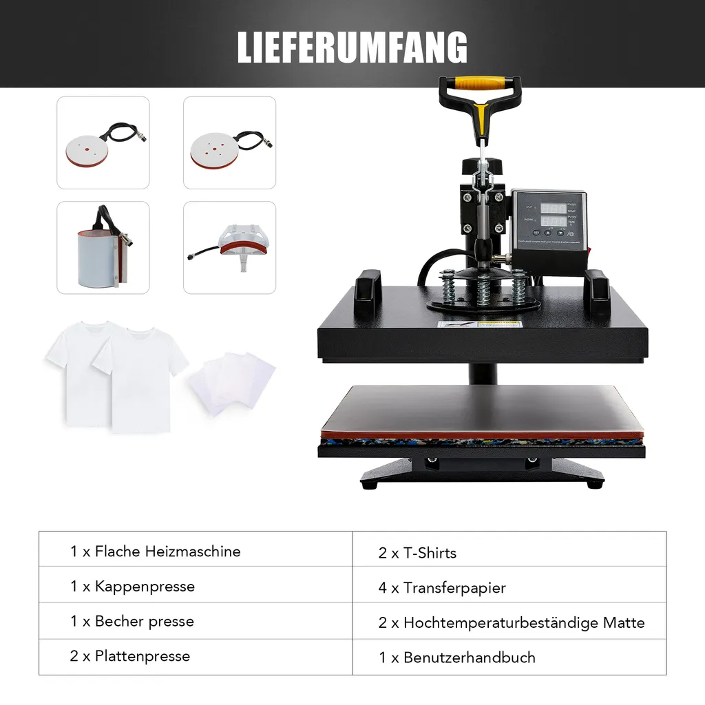 Crenex 5-IN-1 38x38cm Transferpresse T-Shirtpresse Textildruck Heißpresse Hitzepresse 11 Crenex 5-IN-1 38x38cm Transferpresse T-Shirtpresse Textildruck Heißpresse Hitzepresse – Bild 9