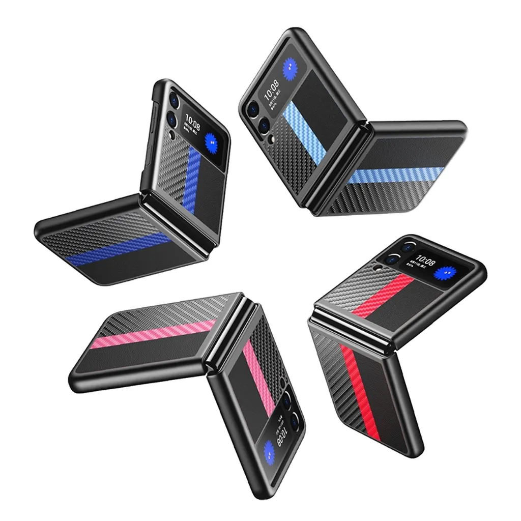 Für Samsung Galaxy Z Flip3 5G Carbon Design Kunststoff Hart Cover Handy Tasche Hülle Etuis D-Blau / Schwarz 8 Für Samsung Galaxy Z Flip3 5G Carbon Design Kunststoff Hart Cover Handy Tasche Hülle Etuis D-Blau / Schwarz – Bild 6