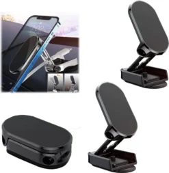 2x Faltbarer Magnetischer Auto Handyhalter, 360 ° Drehbarer Telefonhalter, Schwarz