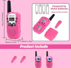 Retevis RT388 Walkie Talkie Kinder,8 Kanäle Funkgerät Größere Reichweite Mit Taschenlampe VOX,Geschenke Spielzeug Ab 3-12 Jahre Für Reise,im Freien (1 Paar,Rosa) -Elektronikpunkt 138ad5100f3aa7f2bddd387b0e8efd4b