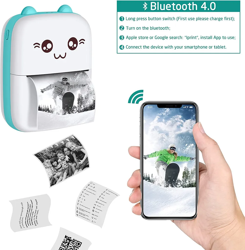 Mini Drucker, Taschendrucker, Thermofotodrucker, Tragbarer Mini Fotodrucker, Mobiler Fotodrucker Für Smartphone Bluetooth, Kompatibel Mit Android- Und 4 Mini Drucker, Taschendrucker, Thermofotodrucker, Tragbarer Mini Fotodrucker, Mobiler Fotodrucker Für Smartphone Bluetooth, Kompatibel Mit Android- Und – Bild 2
