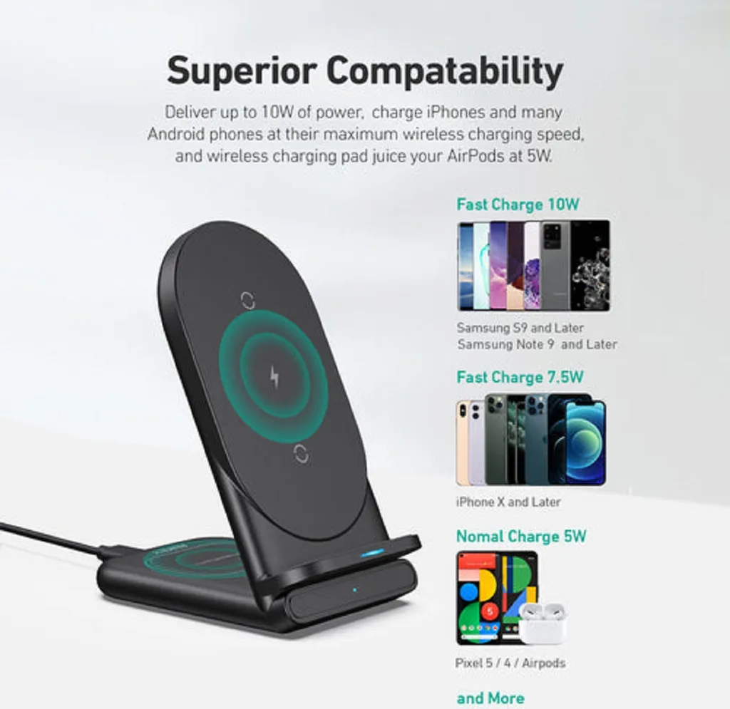 AUKEY LC-A2-Bla Aircore Series 2-in-1 Wireless Charging Stand, Schwarze Farbe 5 AUKEY LC-A2-Bla Aircore Series 2-in-1 Wireless Charging Stand, Schwarze Farbe – Bild 3