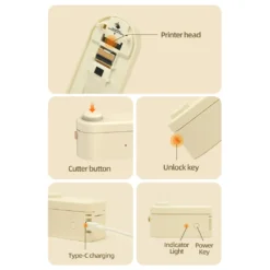 MAKEID Tragbarer Mini-Taschendrucker Thermo-Etikettendruckmaschine Drahtlose BT-Verbindung Mit 1 Rolle Etikettenpapierband Tintenfreier Druck DIY-Aufkleber Kompatibel Mit IOS Android Fuer Home Office Schulreisen -Elektronikpunkt 1ac43c909aaf3bc246fef1c234b140d0