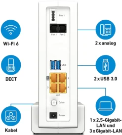 AVM FRITZ Box 6690 Cable - Wi-Fi 6 (802.11ax) - Dual-Band (2,4 GHz/5 GHz) - Eingebauter Ethernet-Anschluss - Weiß - Tabletop-Router -Elektronikpunkt 203450d21947ea4a4662c6454d3ef0eb