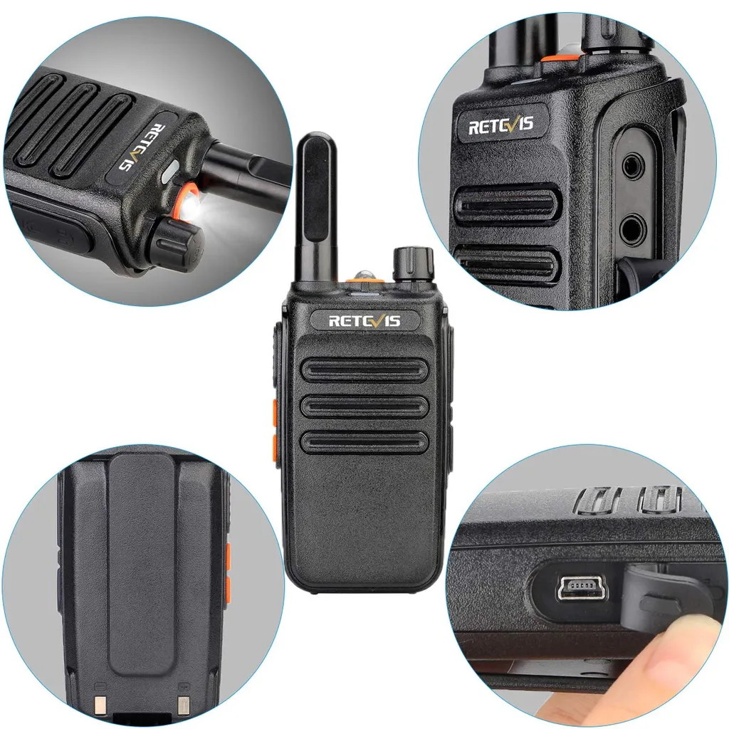 Retevis RB635 Funkgeräte 4 Stück , LED-Taschenlampe PMR446, Lizenzfreie 16 Kanäle, Funkgeräte Set, VOX, Wiederaufladbares USB-Walkie Talkie Für Einzelhandel, Schwarz 6 Retevis RB635 Funkgeräte 4 Stück , LED-Taschenlampe PMR446, Lizenzfreie 16 Kanäle, Funkgeräte Set, VOX, Wiederaufladbares USB-Walkie Talkie Für Einzelhandel, Schwarz – Bild 4