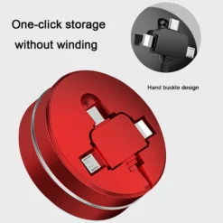 Multi-Ladekabel, 3 In 1 Einziehbares USB-Kabel Mit Handyständer Datenkabel Schnellladekabel IP, Micro-USB, Typ-C-Ladekabel(rot) -Elektronikpunkt 22832fe44a2a129b4582829f9db78e62