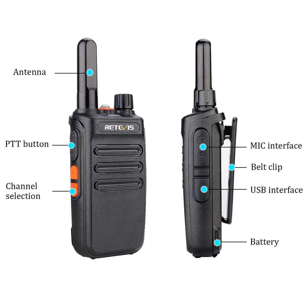 Retevis RB635 Funkgeräte 4 Stück , LED-Taschenlampe PMR446, Lizenzfreie 16 Kanäle, Funkgeräte Set, VOX, Wiederaufladbares USB-Walkie Talkie Für Einzelhandel, Schwarz 5 Retevis RB635 Funkgeräte 4 Stück , LED-Taschenlampe PMR446, Lizenzfreie 16 Kanäle, Funkgeräte Set, VOX, Wiederaufladbares USB-Walkie Talkie Für Einzelhandel, Schwarz – Bild 3