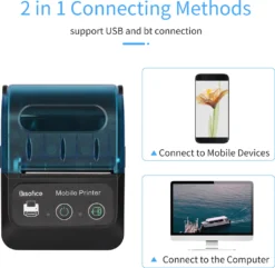 Bisofice Tragbarer 58-mm-Beleg-Thermodrucker 2 Zoll Mini Mobile Pocket Printers Mit 1 Thermopapierrolle USB & Wireless BT-Verbindung Kompatibel Mit Windows/Android/iOS Fue R Office Market Restaurant Sales Retail Shop -Elektronikpunkt 24c9a2869d98b0cc2ebd85af65b251d6