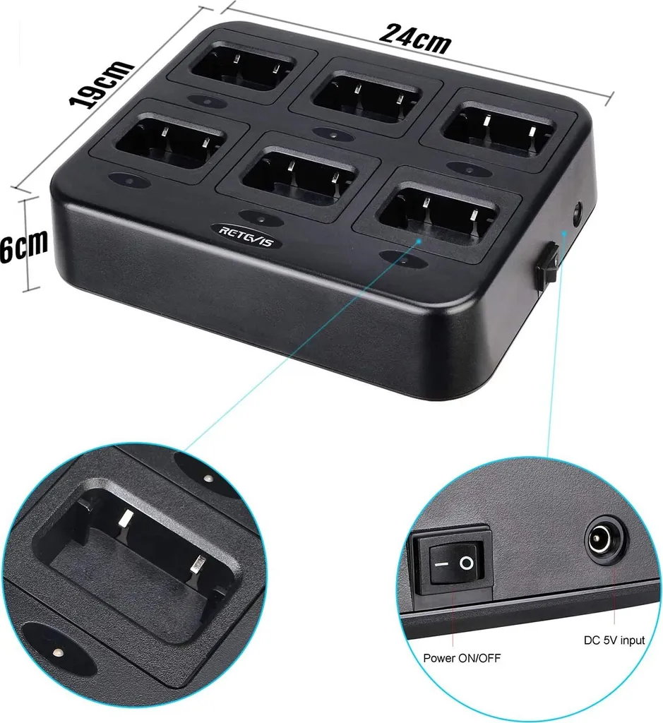 Retevis RT668 Funkgeräte Mit Headset, PMR446 Lizenzfrei, Robustes Walkie Talkie Mit 6 Wege Ladegerät, 1200mAh, VOX, Wiederaufladbare Funkgerät Set Für Schule, Fabrik, Baustelle (6 Stück, Schwarz) 6 Retevis RT668 Funkgeräte Mit Headset, PMR446 Lizenzfrei, Robustes Walkie Talkie Mit 6 Wege Ladegerät, 1200mAh, VOX, Wiederaufladbare Funkgerät Set Für Schule, Fabrik, Baustelle (6 Stück, Schwarz) – Bild 4