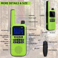 Retevis RA619 Walkie Talkie, Langstrecken Walkie Talkie Mit Bluetooth Headset, SOS Alarm, VOX, Taschenlampe, PMR446 2 Wege Radio Für Radfahren Im Freien (Grün, 3 Stück) Funkgeräte Set -Elektronikpunkt 28439e44fc76878e2874b1dff135d358