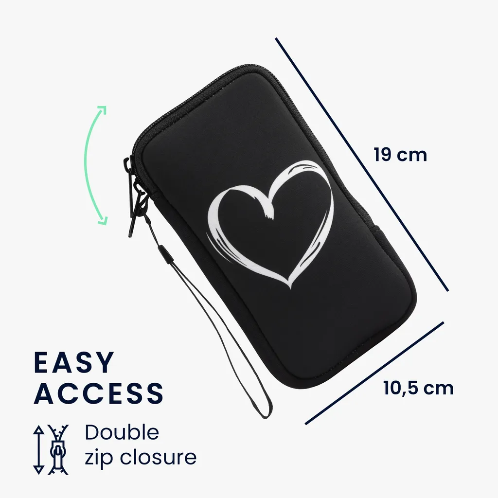 Kwmobile Handytasche Für Smartphones XL - 6,7/6,8" - Neopren Handy Tasche Hülle Cover Case Schutzhülle - Herz Brush Weiß Schwarz - 17,2 X 8,4 Cm Innenmaße 6 Kwmobile Handytasche Für Smartphones XL - 6,7/6,8" - Neopren Handy Tasche Hülle Cover Case Schutzhülle - Herz Brush Weiß Schwarz - 17,2 X 8,4 Cm Innenmaße – Bild 4