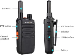 Retevis RB635 Funkgeräte Set Mit Kopfhörer, Walkie Talkie VOX, PMR-Radio, Funkgerät, Handheld-Transceiver Mit Taschenlampe Für Schule, Supermarkt (Schwarz, 10 Stück) -Elektronikpunkt 299c37ef046697af3454992450ba2da1