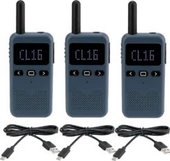 Retevis RB619 Funkgeräte Wiederaufladbar, PMR446 Lizenzfreies Walkie Talkie 16CH, VOX, Bildschirmanzeige, Ultraschlanke Professionelle Funkgerät Für Zu Hause, Skifahren (Marineblau, 3 Stück)