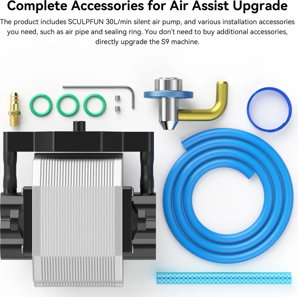 SCULPFUN Air Assist Nozzle Kit (mit 220V, 30L/Min Luftunterstützung), Für S9 90W SCULPFUN Graviermaschinen,5W Optischer Leistung Gravier Maschine(EU Plug) 5 SCULPFUN Air Assist Nozzle Kit (mit 220V, 30L/Min Luftunterstützung), Für S9 90W SCULPFUN Graviermaschinen,5W Optischer Leistung Gravier Maschine(EU Plug) – Bild 3