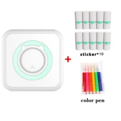 Welikera Mini-Taschenaufkleber-Drucker, Bluetooth Wireless Portable WLAN-Drucker Fotodrucker, Thermodrucker Für Etikett Drucker Kompatibel Mit 10 Druckpapier, Blau