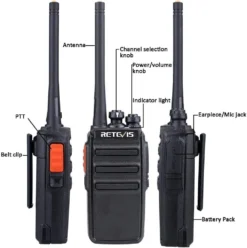 Retevis RT24V Freenet Funkgeräte Lizenzfrei, 6 Kanäle Professionelle Funkgerät Set, Wiederaufladbares Walkie Talkie Mit Headset Und USB-Ladestation (1 Paar, Schwarz) -Elektronikpunkt 2f9ae383227c43d00e2c2a05b1c12804