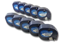 Vhbw 10x Schriftband-Kassette Plastik Ersatz Für Dymo S0721610, 91201 Für Etiketten-Drucker 12mm Schwarz Auf Weiß