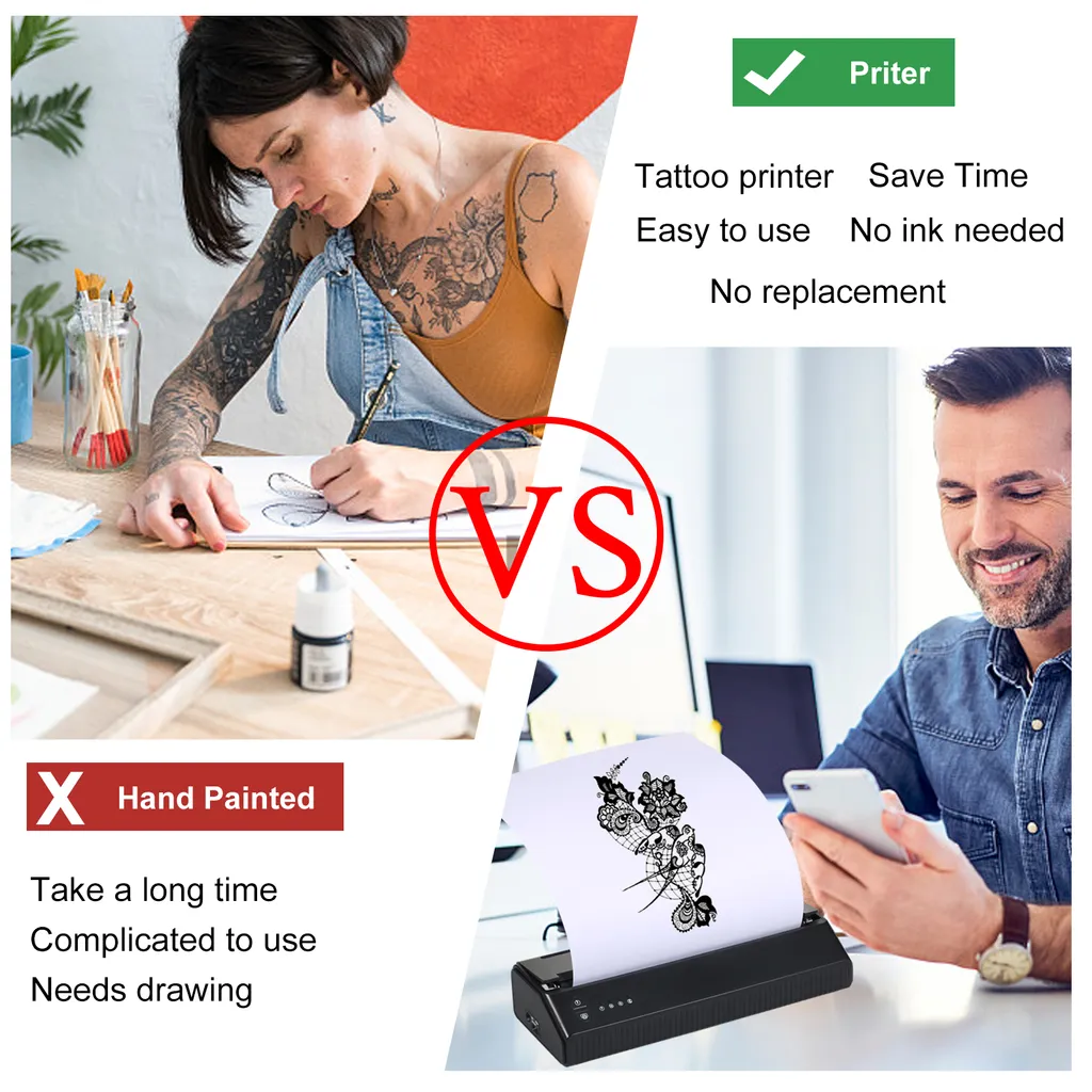 Thermodrucker Drahtlos BT Fototester Papierdrucker Tragbar 203DPI Tattoo Transfer 12 Thermodrucker Drahtlos BT Fototester Papierdrucker Tragbar 203DPI Tattoo Transfer – Bild 10