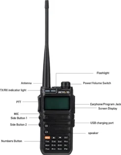 Retevis RA685 Dual Band Ham Funkgeräte, Tragbarer Wiederaufladbarer Walkie Talkie, Taschenlampe Scan 1800mAh Handheld FM Amateur-Radio Für Anfänger (Schwarz, 1 Stück) -Elektronikpunkt 32e4f8c7a18b44da6099f6f4cf92a0f1