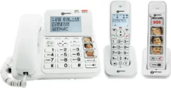 Geemarc PACK SENIOR 295 Verstärktes Schnurgebundenes 30 DB Seniorentelefon (+Anrufbeantworter) Und 2 Zusatz-Dect-Telefone (mit Und Ohne Fototasten) - Deutsche Version