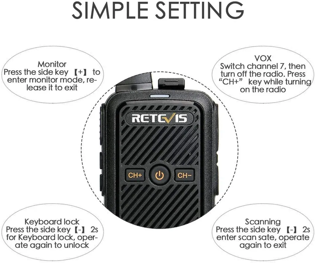 Retevis RT15 Walkie Talkie Mini, 16 CH 50 CTCSS / 208DCS, VOX, Scan, Wiederaufladbare Funkgerät, USB-Ladekabel Und Adapter, Tragbares Funkgeräte Set Für Schule Unternehmen (Schwarz, 5 Stück) 5 Retevis RT15 Walkie Talkie Mini, 16 CH 50 CTCSS / 208DCS, VOX, Scan, Wiederaufladbare Funkgerät, USB-Ladekabel Und Adapter, Tragbares Funkgeräte Set Für Schule Unternehmen (Schwarz, 5 Stück) – Bild 3