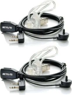 Retevis Funkgerät Headset 2 Pin Kompatibel Mit Walkie Talkie Retevis RT24 Plus RT622 RT27 BF UV-5R Plus BF-888S BF-88E Kenwood Sicherheits-Headset Kopfhörer Ohrhörer (2 Stück)