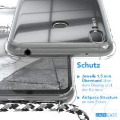 EAZY CASE Handykette Kompatibel Mit Huawei Y7 (2019) / Y7 Prime (2019) Kette, Handyhülle Mit Umhängeband, Handykordel, Schutzhülle, Kette, Silikonhülle, Silikon Cover, Schwarz Camouflage -Elektronikpunkt 39cf514e17bd23de7782c9e4c1485198
