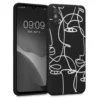 Kwmobile Hülle Kompatibel Mit Xiaomi Redmi 9A / 9AT - Handyhülle Silikon Case - Abstrakte Linien Weiß Schwarz