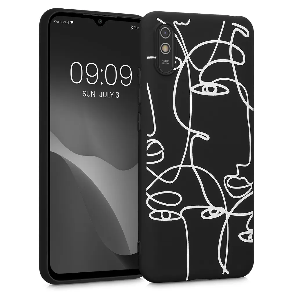 Kwmobile Hülle Kompatibel Mit Xiaomi Redmi 9A / 9AT - Handyhülle Silikon Case - Abstrakte Linien Weiß Schwarz 3 Kwmobile Hülle Kompatibel Mit Xiaomi Redmi 9A / 9AT - Handyhülle Silikon Case - Abstrakte Linien Weiß Schwarz
