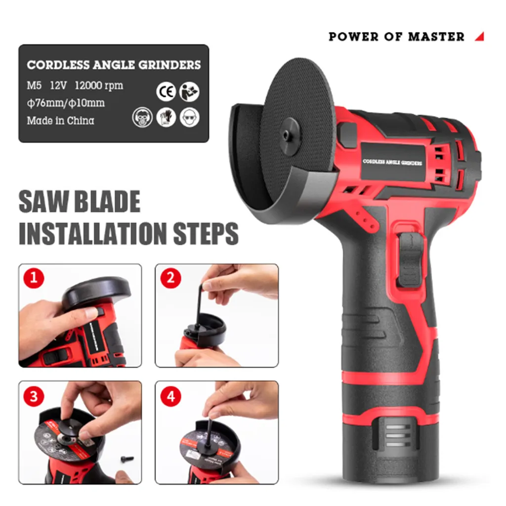 Schleifmaschine 12 V / 3-Zoll-Lithium-Winkel-Mini-Haushalts-Handschneide-Poliermaschine Zum Schneiden Von Metallrohren, Holz Und Rost / Farbstoffschleifen 7 Schleifmaschine 12 V / 3-Zoll-Lithium-Winkel-Mini-Haushalts-Handschneide-Poliermaschine Zum Schneiden Von Metallrohren, Holz Und Rost / Farbstoffschleifen – Bild 5