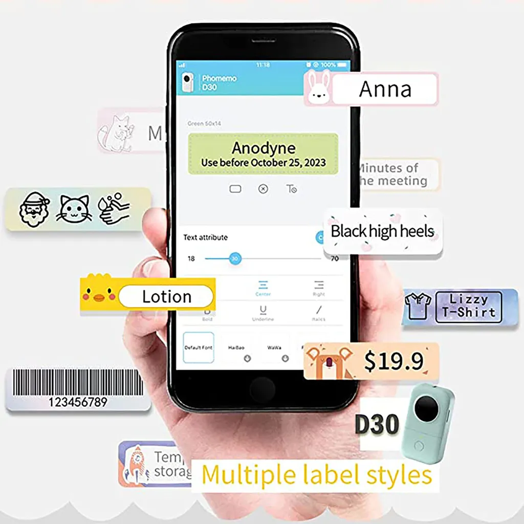 D30 Etikettendrucker Aufklebermaschine - 1 Klick Druck Thermoetikettendrucker Tragbarer, Vorgeschnittener Etikettenaufkleber, Kompatibel Mit IOS Android Für Unternehmen Zuhause Büro, Grün 5 D30 Etikettendrucker Aufklebermaschine - 1 Klick Druck Thermoetikettendrucker Tragbarer, Vorgeschnittener Etikettenaufkleber, Kompatibel Mit IOS Android Für Unternehmen Zuhause Büro, Grün – Bild 3