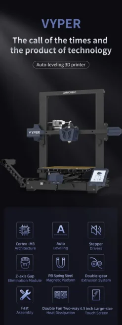 Anycubic® Vyper3D-Drucker Automatische One-Touch-Bettnivellierung Mit 245 X 245 X 260 Mm Druckfläche Aktualisiertes Betriebssystem TMC2209 Still Drucken - EU-Stecker -Elektronikpunkt 3e68425434a580fd4d82e2cf58f465ac