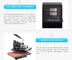 Crenex 30x38cm Hitzepresse Heißpresse T-Shirtpresse Transferpresse Textilpresse 15 Crenex 30x38cm Hitzepresse Heißpresse T-Shirtpresse Transferpresse Textilpresse -Elektronikpunkt 44d638024224985b6e1ba143478c2be6