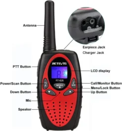 Retevis RT628 Walkie Talkie,Walkie Talkie Kinder Spielzeug Aufladbar Mit Lithium Ion Und USB Ladekabel,Funkgerät Kinder Für Camping Geburtstagsgeschenk (1 Paar,Rot) -Elektronikpunkt 47120f61dc92cc64dfb09c953556abc6