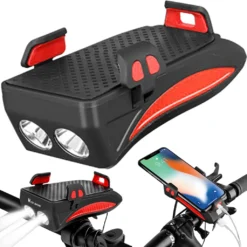 Fahrrad Handyhalterung Mit LED Lampe Universal Bike Halterung Smartphone Lenker Halter Für Handy Smartphone 360° Drehbar Schwarz Motorrad Scooter IPhone Samsung Retoo