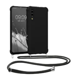 Kwmobile Case Kompatibel Mit Samsung Galaxy A50 - Hülle Mit Kordel Zum Umhängen - Silikon Handy Schutzhülle Schwarz