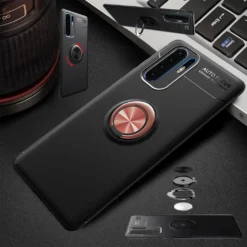 Magnet Ring Tasche Hybrid Oder Ultra Dünn Design Etuis Hülle Cover Für Smartphones, Farbe:Ultra Dünn Schwarz / Pink, Handy-Modelle:Galaxy A50 A505F / A30s A307F, Geräte-Marke:Samsung