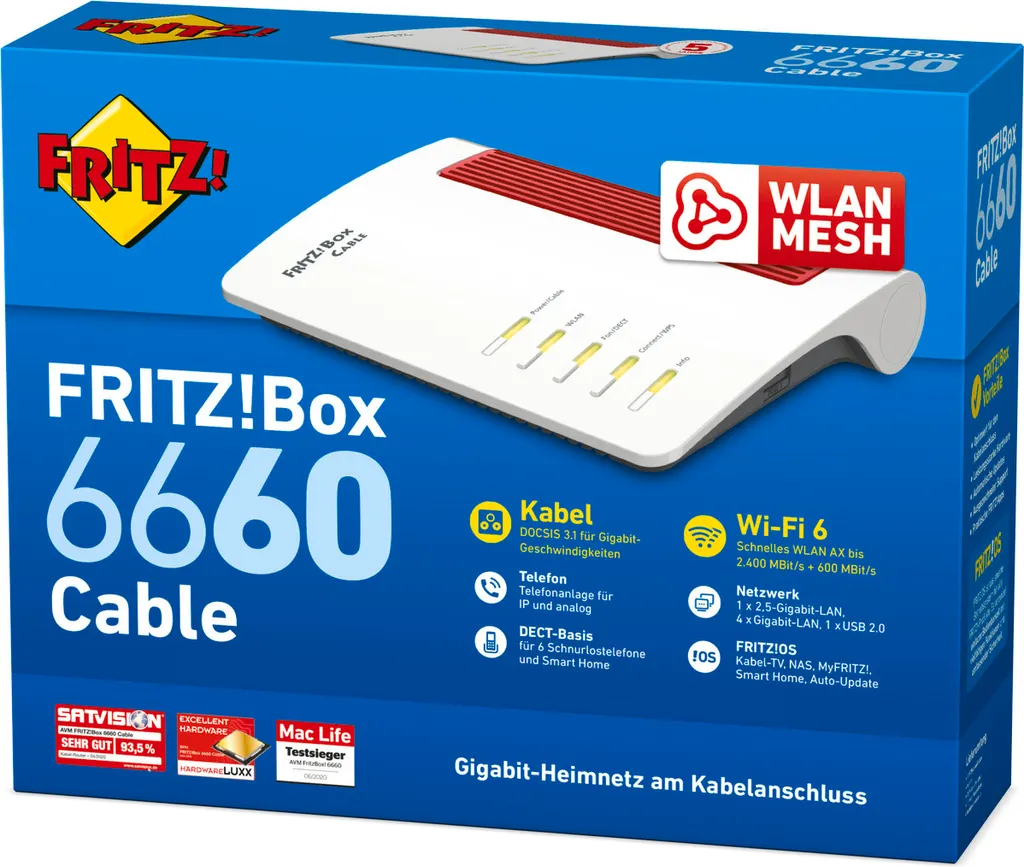 AVM FRITZ!Box 6660 Cable WLAN-Router Gigabit Ethernet Dual-Band (2,4 GHz/5 GHz) Weiß 5 AVM FRITZ!Box 6660 Cable WLAN-Router Gigabit Ethernet Dual-Band (2,4 GHz/5 GHz) Weiß – Bild 3