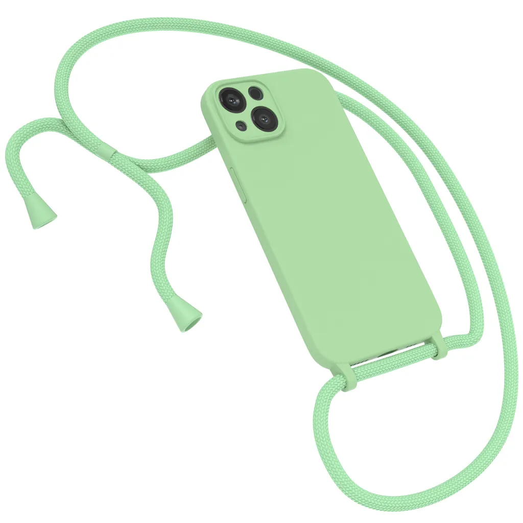 EAZY CASE Premium Silikon Handykette Kompatibel Mit Apple IPhone 13 Handyhülle Mit Umhängeband, Handykordel Mit Schutzhülle, Silikonhülle, Hülle Mit Band, Hell Grün 3 EAZY CASE Premium Silikon Handykette Kompatibel Mit Apple IPhone 13 Handyhülle Mit Umhängeband, Handykordel Mit Schutzhülle, Silikonhülle, Hülle Mit Band, Hell Grün