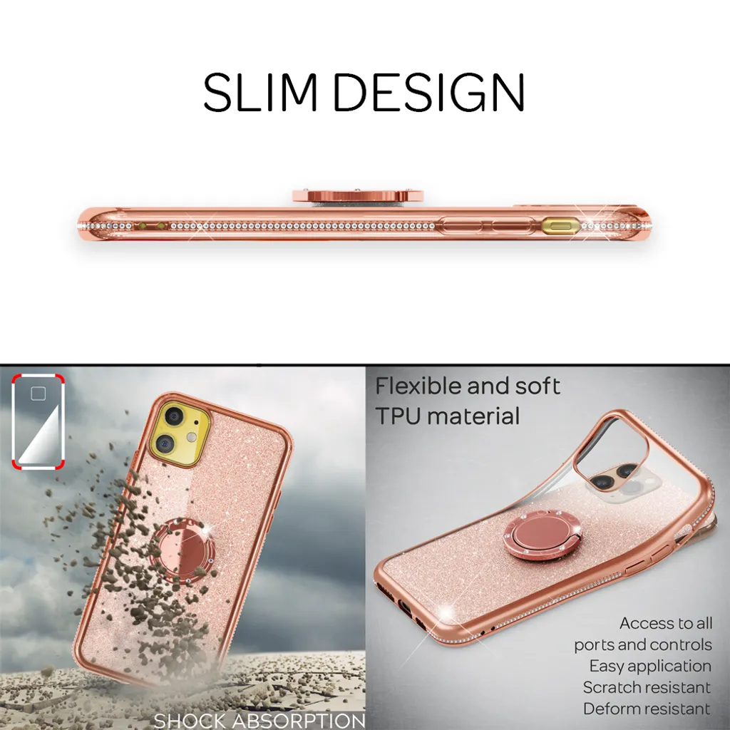 NALIA Ring Handyhülle Kompatibel Mit IPhone 11 Hülle, Glitzer Silikon Schutzhülle Mit 360-Grad Finger-Halter, Stoßfeste Diamant Handy-Tasche Glitter Case Bling Cover Soft Bumper Etui, Farbe:Rose Gold 8 NALIA Ring Handyhülle Kompatibel Mit IPhone 11 Hülle, Glitzer Silikon Schutzhülle Mit 360-Grad Finger-Halter, Stoßfeste Diamant Handy-Tasche Glitter Case Bling Cover Soft Bumper Etui, Farbe:Rose Gold – Bild 6