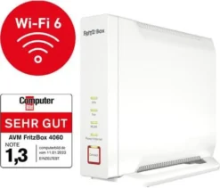AVM FRITZ!Box 4060 - Wi-Fi 6 (802.11ax) - Tri-Band (2,4 GHz / 5 GHz / 5 GHz) - Eingebauter Ethernet-Anschluss - Weiß - Tabletop-Router -Elektronikpunkt 605351b7585a256cc7e877fa0c17b331