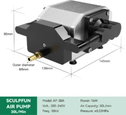 SCULPFUN 30L/Min Air Assist System Für Graviermaschinen Einstellbare Geschwindigkeit Geräuscharm -Elektronikpunkt 60b04febd304ea10cc949e086511c75e 1
