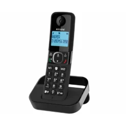 Alcatel F860, Analoges/DECT-Telefon, Kabelloses Mobilteil, Freisprecheinrichtung, 100 Eintragungen, Anrufer-Identifikation, Schwarz