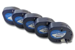 Vhbw 5x Schriftband-Kassette Plastik Ersatz Für Dymo S0721610, 91201 Für Etiketten-Drucker 12mm Schwarz Auf Weiß