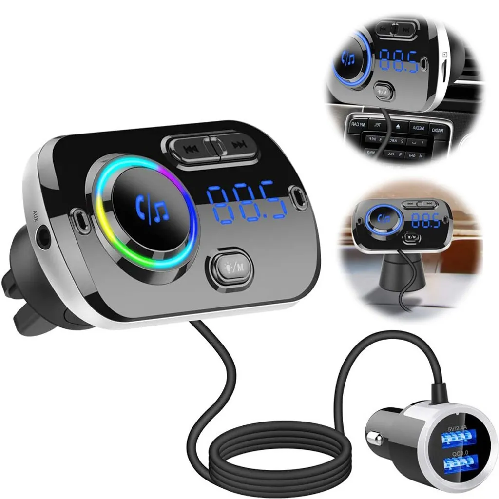 Autoradio FM Transmitter Bluetooth 5.0 Autoradio AdapterAutoladegerät Mit 7-Farben-Licht, Dual-USB-MP3-Freisprecheinrichtung 3 Autoradio FM Transmitter Bluetooth 5.0 Autoradio AdapterAutoladegerät Mit 7-Farben-Licht, Dual-USB-MP3-Freisprecheinrichtung